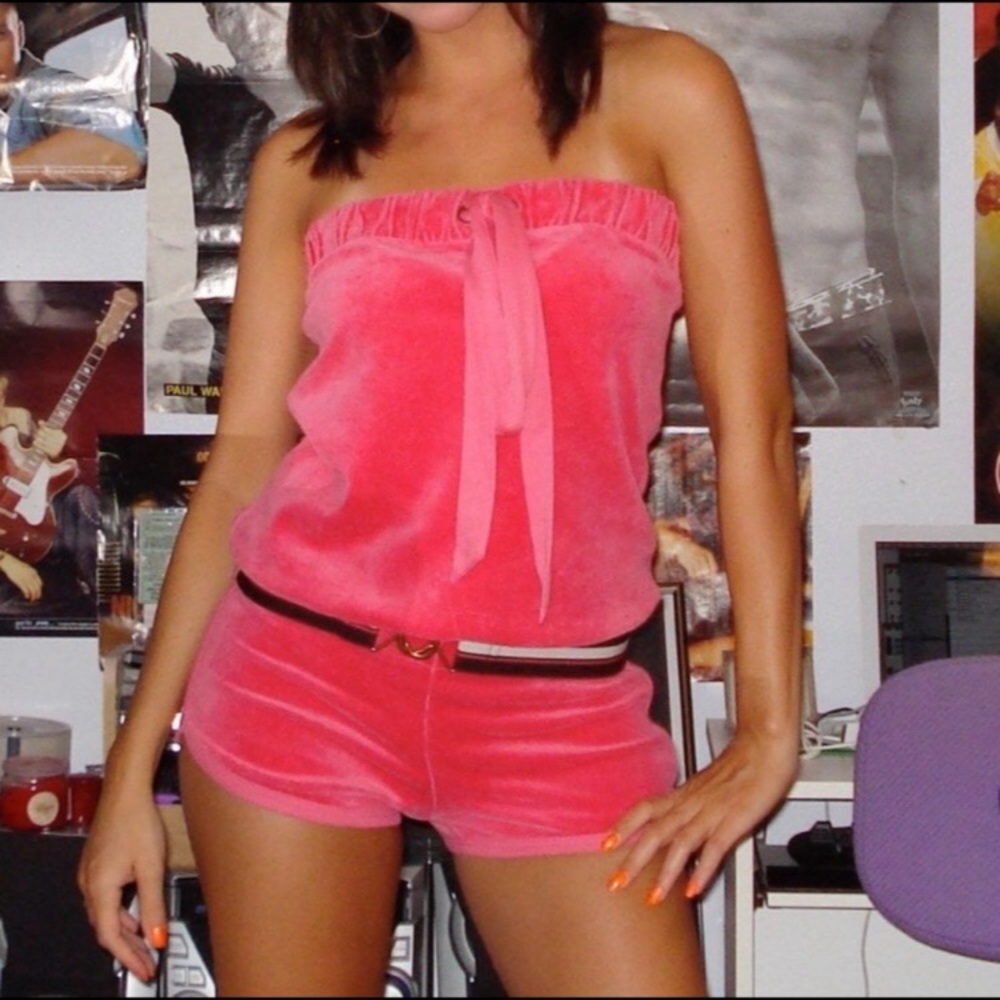 Hot Pink Velour Juicy Romper Size Medium